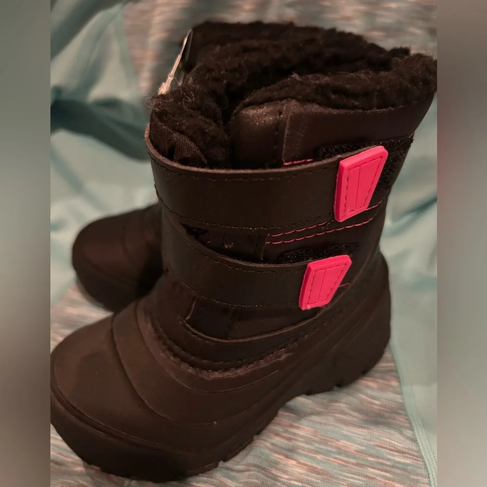 WONDER NATION Snow Winter Boots Velcro straps Toddler Girl sz 7 NEW